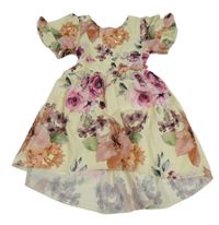 Světležluto-barevné květované šaty 