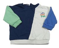 Bielo-modro-zelená mikina s nápisom M&S