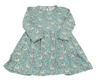 Zelené kvetované šaty s laněmi