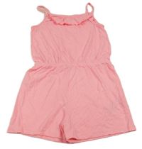 Neónově ružový kraťasový overal s volánikom Y.F.K.