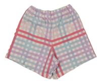 Bielo-ružovo-fialovo-modré kockované kraťasy Primark