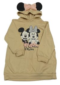 Béžová šatová mikina s Minnie a Mickeym a kapucňou H&M