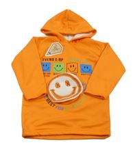Nové - Oranžová mikina so smajlíkmi a kapucňou