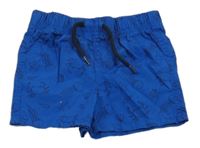 Tmavomodré plátenné kraťasy s podmořskými zvieratkami Lupilu