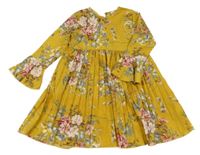 Hořčicovo-sivo-ružové kvetované šaty Shein