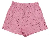 Růžovo-vínové puntíkaté pyžamové kraťasy H&M
