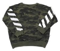 Khaki army mikina s pruhmi