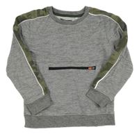 Šedo-khaki melírovaná mikina s army pruhmi C&A