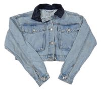 Svetlomodrá rifľová crop bunda Primark