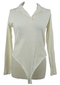 Dámske smotanové rebrované body s golierikom F&F