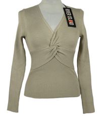 Nové - Dámsky béžový rebrovaný ľahký sveter zn. River Island