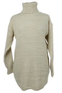 Dámská béžová svetrová tunika s rolákem 