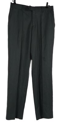 Pánské tmavošedé proužkované společenské kalhoty 