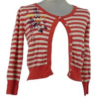 Dámsky ružovo-biely pruhovaný prepínaci sveter s výšivkou Miss Selfridge