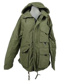 Pánska khaki šušťáková jarná parka s kapucňou TU