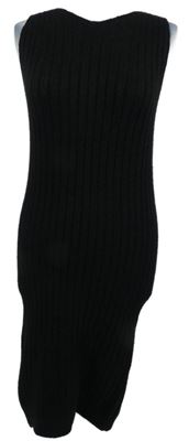 Dámské černé žebrované pletené šaty 