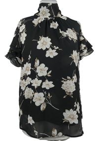 Dámská černá květovaná šifonová halenka s vázačkou M&Co