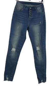 Dámské modé skinny rifle s prošoupáním 