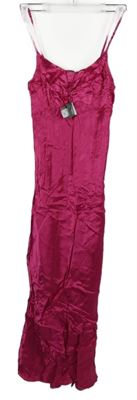 Nové - Dámské fuchsiové saténové šaty Primark 