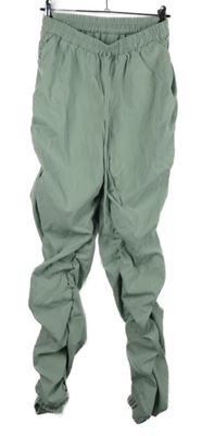 Dámské světlezelené šusťákové řasené kalhoty Shein 