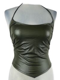 Nové - Dámský khaki potažený crop top PrettyLittle Thing