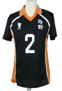 Pánský černo-oranžový fotbalový dres s číslom