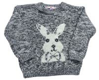 Čierno-biely melírovaný sveter s králikom John Lewis