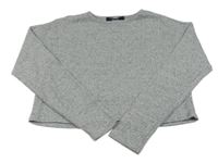 Sivé melírované úpletové crop tričko New Look