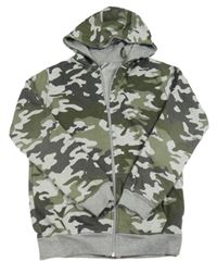 Šedá army propínací mikina s kapucí Y.F.K. 