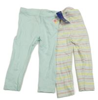 Nové - 2x legíny modré+ pruhované Lupilu