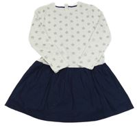 Bílo-tmavomodré teplákovo/plátěné šaty s hvězdičkami YIGGA