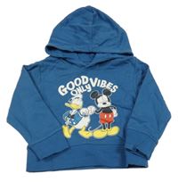 Modrá mikina s Mickey Mousem a kačerem Donaldem a kapucňou Disney