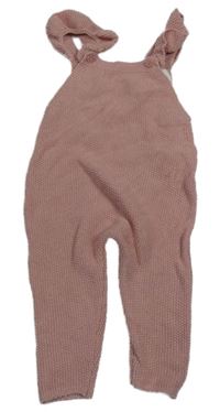 Růžové pletené laclové kalhoty Zara