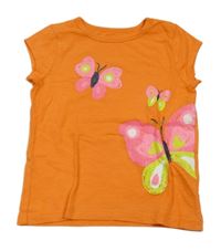 Oranžové tričko s motýlikmi Carter's