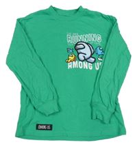 Zelené triko s potiskem a nápisy AMONG US H&M
