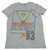 Sivé melírované tričko s potlačou a nápismi Y.F.K.