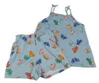 2set - Světlemodrý top + kraťasy s motýlky H&M