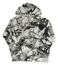 Černo-bílá vzorovaná mikina s kapucí H&M
