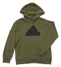 Khaki mikina s logom a kapucňou Adidas