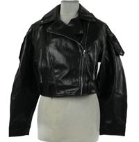 Dámský černý koženkový crop křivák Shein