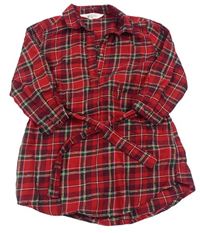 Červeno-tmavozelené kockované košeľové šaty zn. H&M