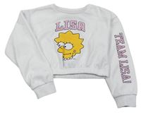 Biela crop mikina s Lízou Simpsonovou