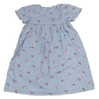 Světlemodro-biele pruhované šaty s kvietkami H&M