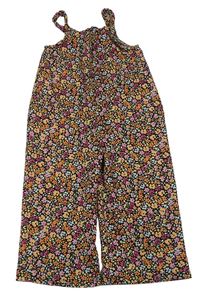 Černo-barevný květovaný culottes overal Primark