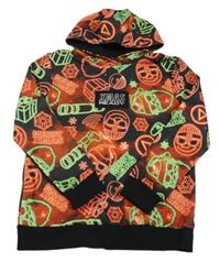 Červeno-čierna vzorovaná mikina so Santou, ovladači a kapucňou George