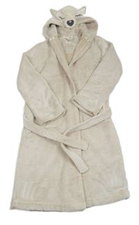 Béžovo-biely chupatý župan s čumákem na kapuci Mantaray