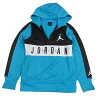 Tyrkysovo-bílo-černá sportovní mikina s logem a kapucí Jordan Air
