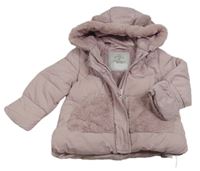 Světlerůžová šusťáková zimní bunda s kapucí George