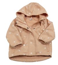 Broskvová softshellová jarní bunda s puntíky a kapucí Topolino