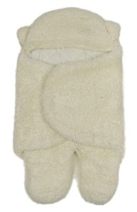 Smetanová huňatá zateplená zavinovací deka s kapucí